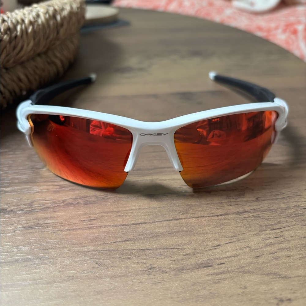 Oakley Red and White Sport Sunglasses